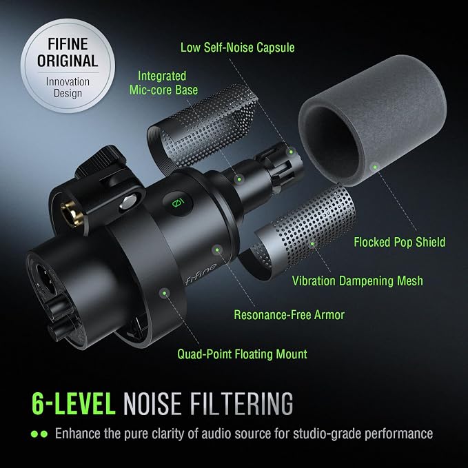 FIFINE K688 Podcast Microphone Kit, USB/XLR Dynamic Microphone - Image 5
