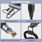 100W USB C Multi Charging Cable, USAMS 6.6FT 5-in-1 5A Fast Sync Charger - Image 5