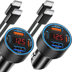 65W iPhone Car Charger Fast Charging, Dual USB-C & USB-A Cigarette Lighter by Avatcen