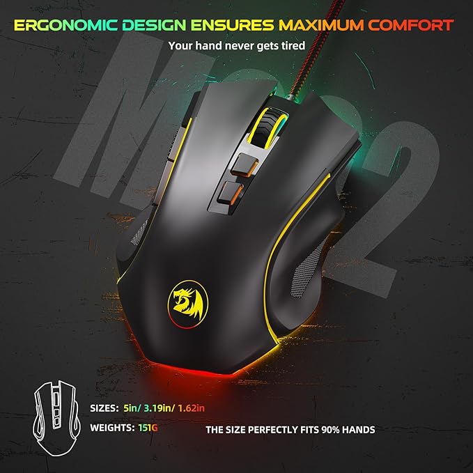 Redragon M602 Gaming Mouse, Ergonomic RGB Gaming Mouse Wired - Image 5