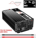 Xijia 1500W Pure Sine Wave Inverter DC 72V to AC 120V 60HZ Solar Converter - Image 2