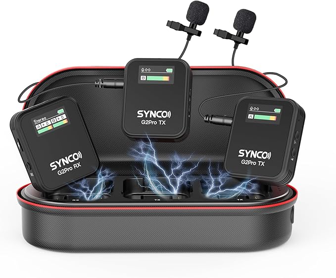 SYNCO Wireless Lavalier Mic System, G2 PRO Dual Channel 656FT Transmission by SYNCO