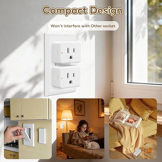 NineLeaf Slim WiFi Smart Plug w Switch, Remote App Control, Compatible - Image 9