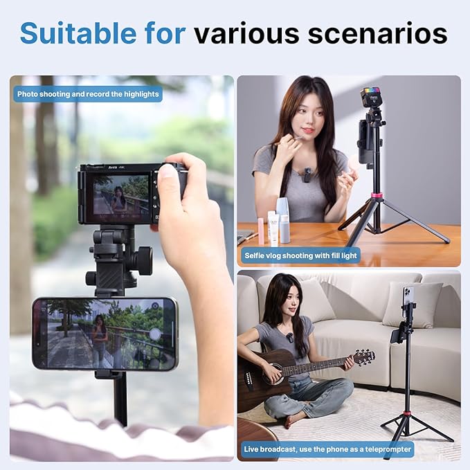 ULANZI MT-78 Extendable Phone Tripod, Metal 72.83" Selfie Stick Camera Tripod - Image 3