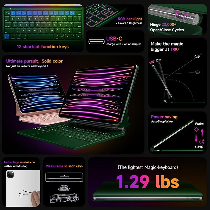 HOU Keyboard Case for iPad Air 11 inch 2025/2024&iPad Pro 11 Inch Gen 2022 - Image 3