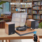 Bluetooth Record Player, 3-Speed Belt-Driven Turntable - Image 4