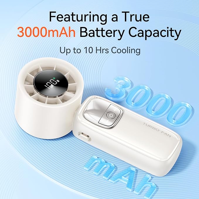 3-in-1 Portable Handheld Turbo Fan-100 Speeds, 15000 RPM, 10Hrs Cooling - Image 6
