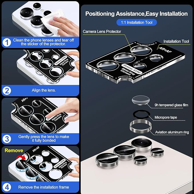 for Samsung Galaxy S25 Ultra Camera Lens Protector, Individual Metal Ring - Image 6