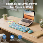 Wireless Keyboard and Mouse Combo, Retro Round Keycaps, Full-Size Cute - Image 5