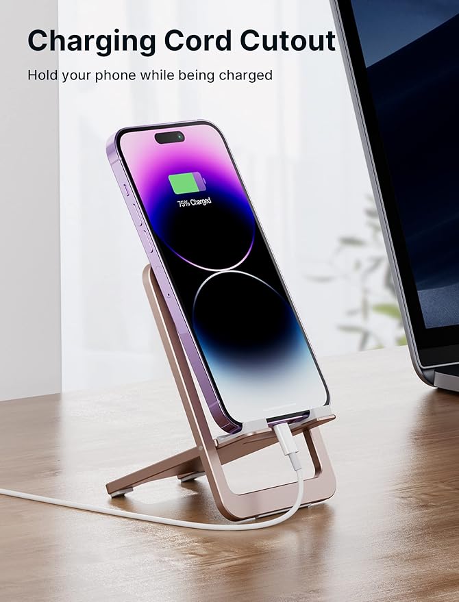 JSAUX Cell Phone Stand, Foldable Aluminum Adjustable Phone Holder - Image 3