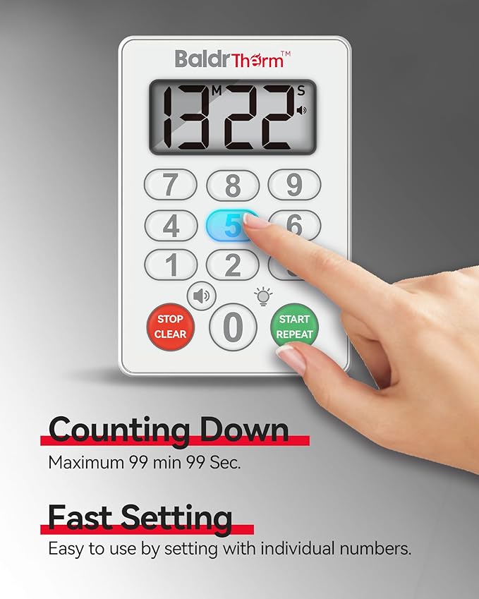 BaldrTherm Digital Kitchen Timer, Magnetic Waterproof Countdown Timer - Image 3