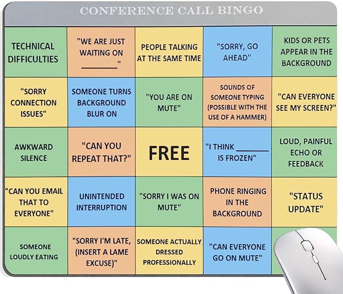Conference Call Bingo Mouse Pad, Personalized Mouse Mat Waterproof Non-Slip by SANWUMIAN