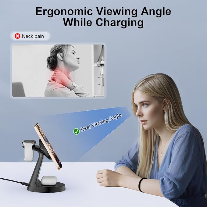 Magnetic Wireless Charger Stand 3 in 1 Charging Station 15W Fast Charging Stand - Image 7