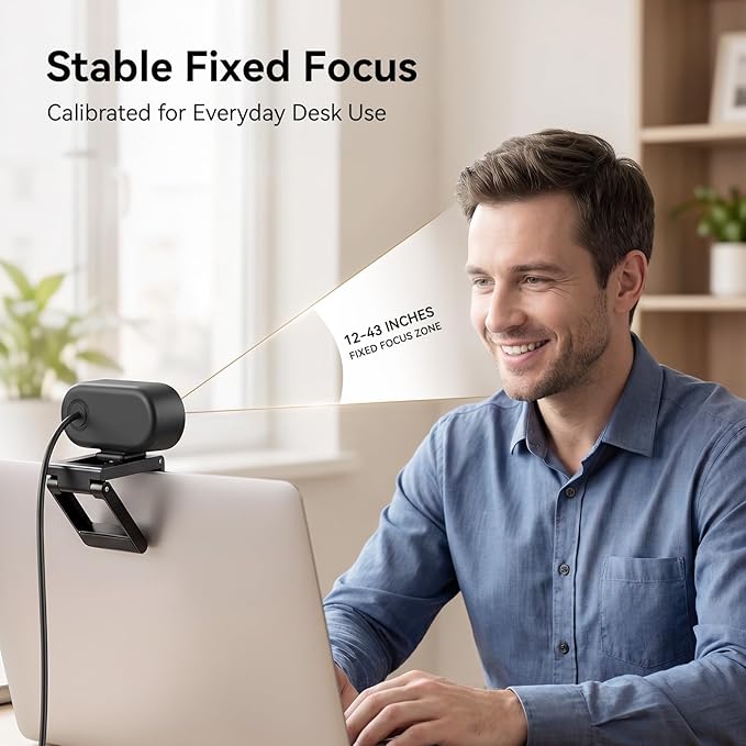 EMEET C100 1080P Webcam for PC, Fixed Focus, 66° FOV, Built-in Mic, Privacy - Image 3