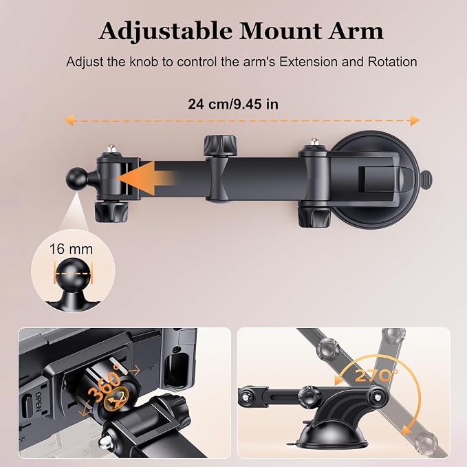 OHLPRO Tablet Holder for Car Dashboard Windshield Wall Desk, Adjustable Stand - Image 7