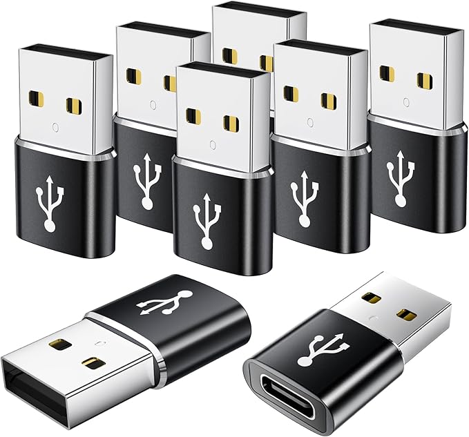 USB to USB C Adapter 8 Pack, USB to Type C Adapter, USBA Charger Type-C Fast by AiNEERich