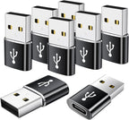 USB to USB C Adapter 8 Pack, USB to Type C Adapter, USBA Charger Type-C Fast by AiNEERich