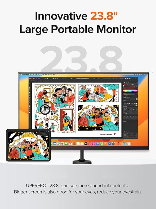 UPERFECT 24" 120Hz Portable Monitor 1080P 100% sRGB - Image 2