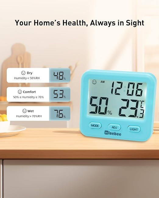 Wisebee Digital Indoor Hygrometer Thermometer, 2.9" Backlit Temperature - Image 2