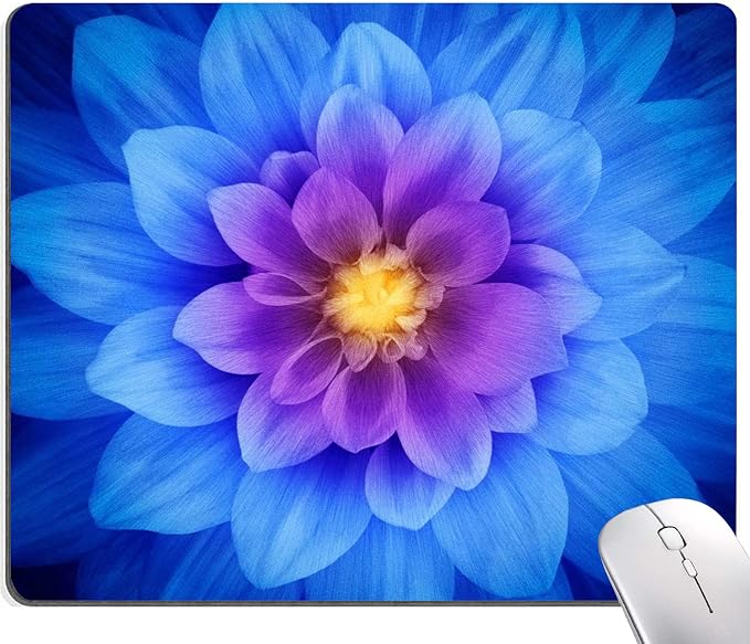 Blue Watercolor Lotus Flower Mouse Pad, Custom Design, 9.5x7.9 Inch, Non-Slip by DUADELI