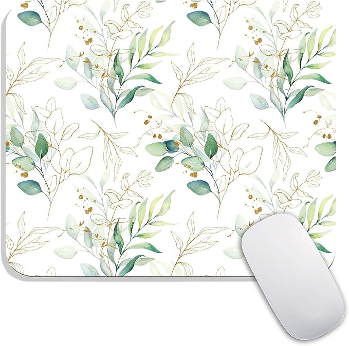Square Mouse Pad Pretty Leaves, Personalized Premium-Textured Custom Mouse Mat by Armanza