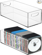 Frcctre 2 Pack Acrylic DVD/CD Storage Box, Stackable Storage Container Shelf by Frcctre