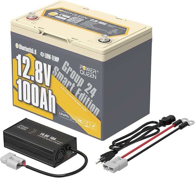 Power Queen Bluetooth 12V 100Ah LiFePO4 Battery by PowerQueen
