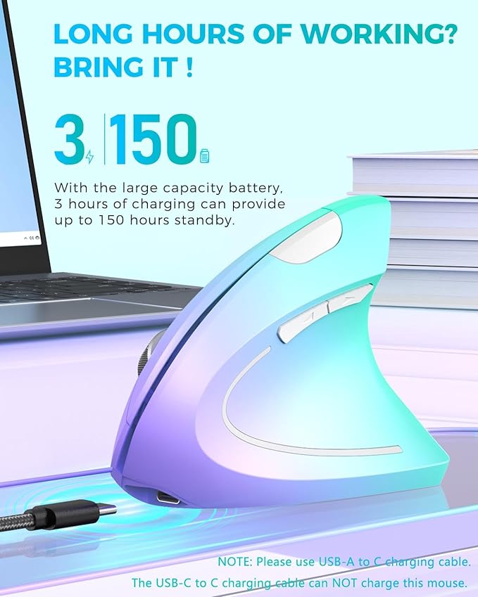 Lekvey Ergonomic Mouse, Vertical Wireless Mouse, Rechargeable 2.4G Optical - Image 4