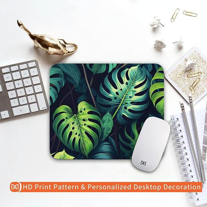 Square Mouse Pad Green Leaves, Personalized Premium-Textured Custom Mouse Mat - Image 6