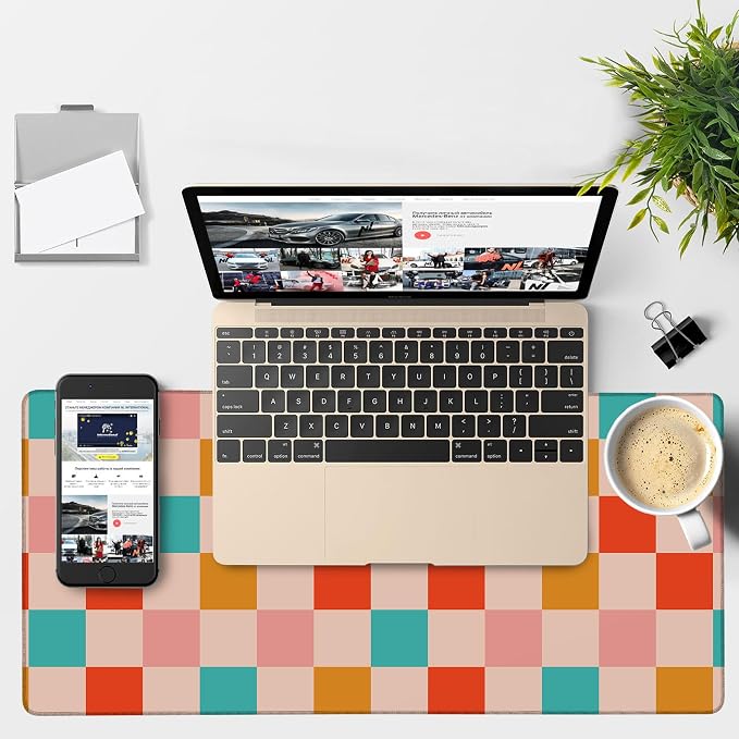 Large Mouse Pad Retro Checkerboard Gaming Desk Pad Computer Keyboard Non-slip - Image 4