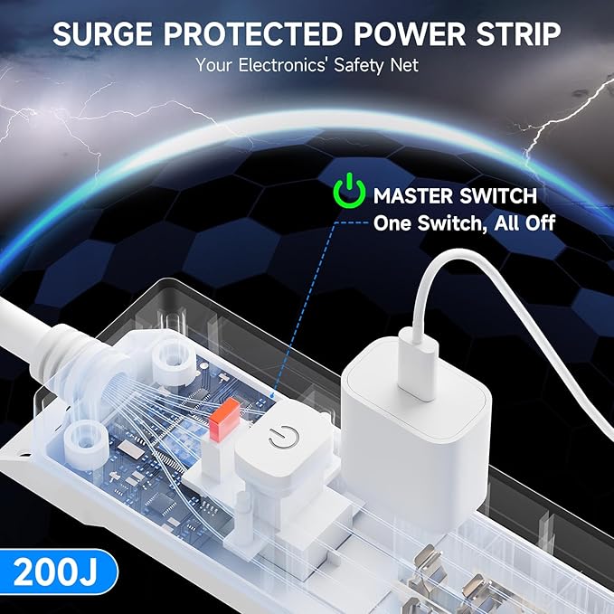 10 Ft Power Strip Surge Protector - Image 3