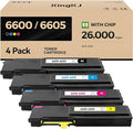 6600 6605 Toner Cartridge Set 4-Pack High Capacity Replacement by KingKJInkToner