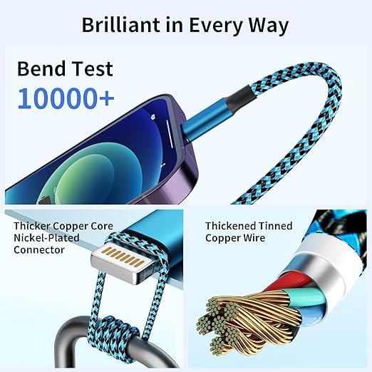 Travel Essentials Dual Type-C 4 in 1 Charging Cable 2 Pack 5FT Multi Charging - Image 4