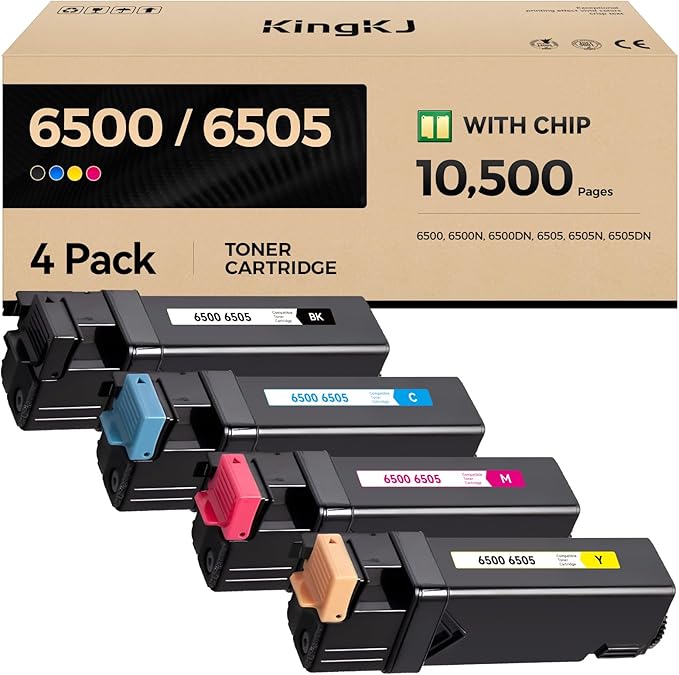 6500 6505 Toner Cartridge Set 4-Pack High Capacity 106R01597 106R01594 by KingKJInkToner