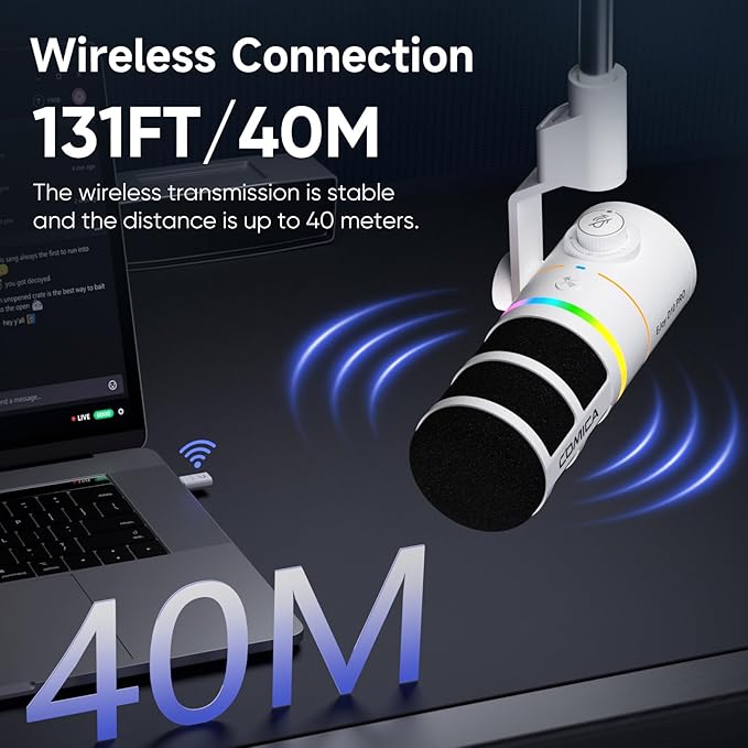 EJoy D10 PRO Wireless USB Gaming Microphone – RGB Dynamic Mic - Image 6