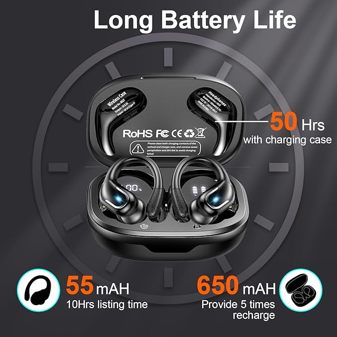 Ltinist Wireless Earbud, 75H Battery Over Ear Headphones - Image 3