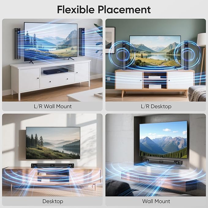 Sound Bar for Smart TV, 80W Surround Sound System, 2-in-1 Detachable Design - Image 6