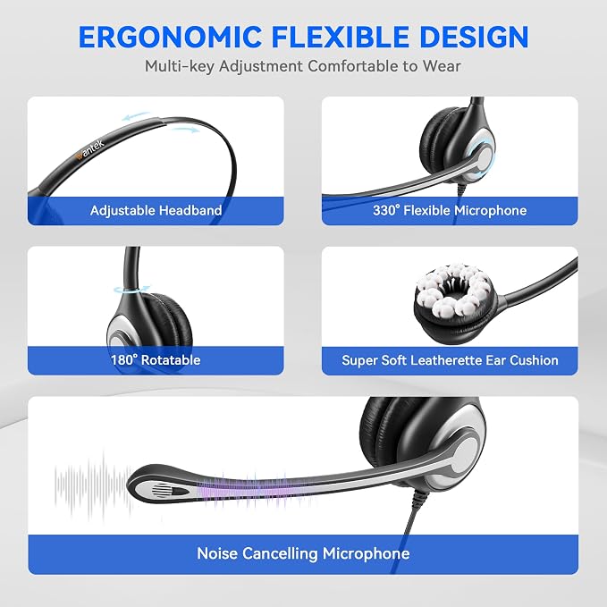 Wantek Computer Headset with Microphone - Image 4