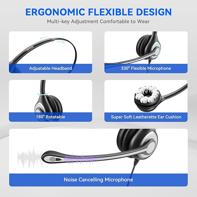 Wantek Computer Headset with Microphone - Image 4