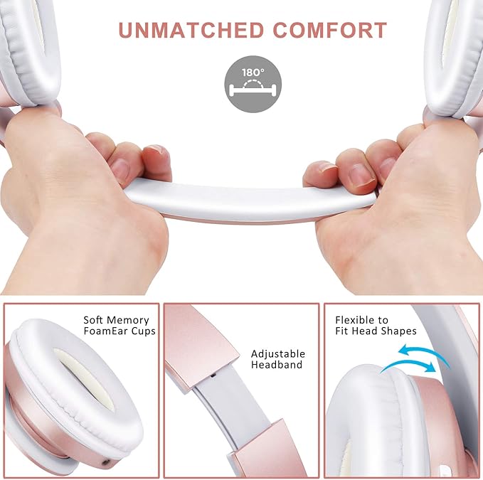 ZIHNIC Bluetooth Headphones Over-Ear, Foldable Wireless and Wired Stereo - Image 4