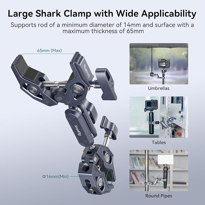 SMALLRIG Double Clamp Mount, Umbrella Clamp, Super Clamp Arm, - Image 3