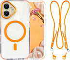 for iPhone 16 Case with Adjustable Phone Lanyard Strap, Compatible with MagSafe by QATYYY