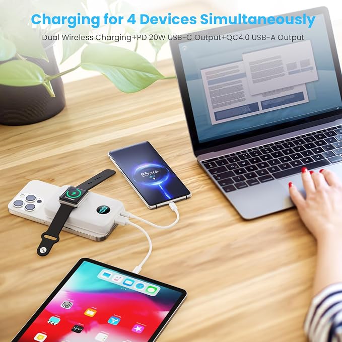 Magnetic Portable Charger 10800mAh, 4-in-1 Wireless Power Bank - Image 6