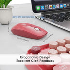Wireless Keyboard and Mouse Combo, 104 Round Keys Cute Colorful Keyboard and - Image 4