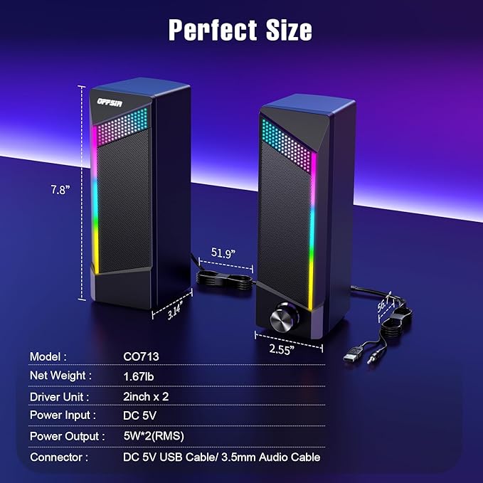 Computer Speakers, 2 in 1 PC Speaker, Gaming Speakers - Image 6