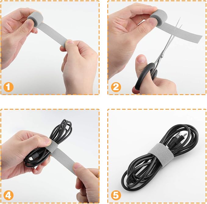 Reusable Fastening Tape Cable Ties 3/4 Inch Double Side Hook Roll - Image 6