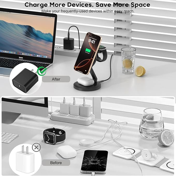 3 in 1 Foldable Wireless Charger iPhone Charging Station, - Image 7