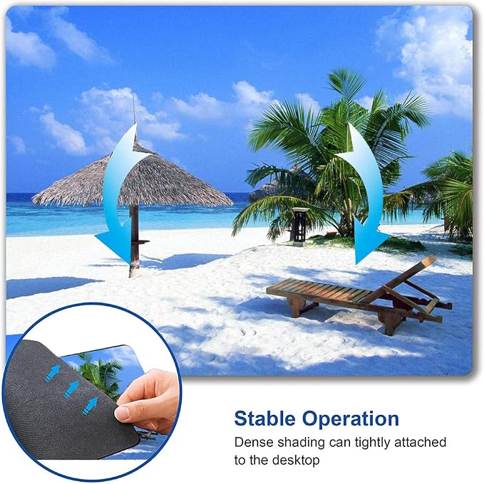 Tropical Beach Mouse Pad, Coconut Palm Trees Shadows on Hawaii Shore Summer - Image 6