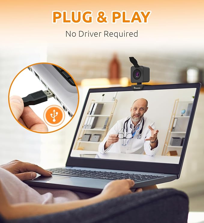 TOUCAN 1080P HD Webcam with Built-in Noise-Cancelling Mic & Privacy Shutter – - Image 5