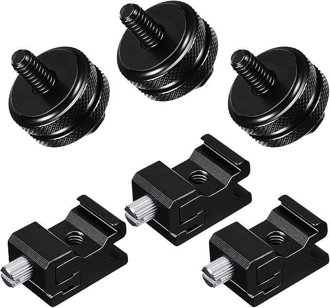 SLOW DOLPHIN 6 Pieces 1/4 Inch Hot Shoe Mount Adapter and 1/4"-20 Screw Thread by SLOWDOLPHIN